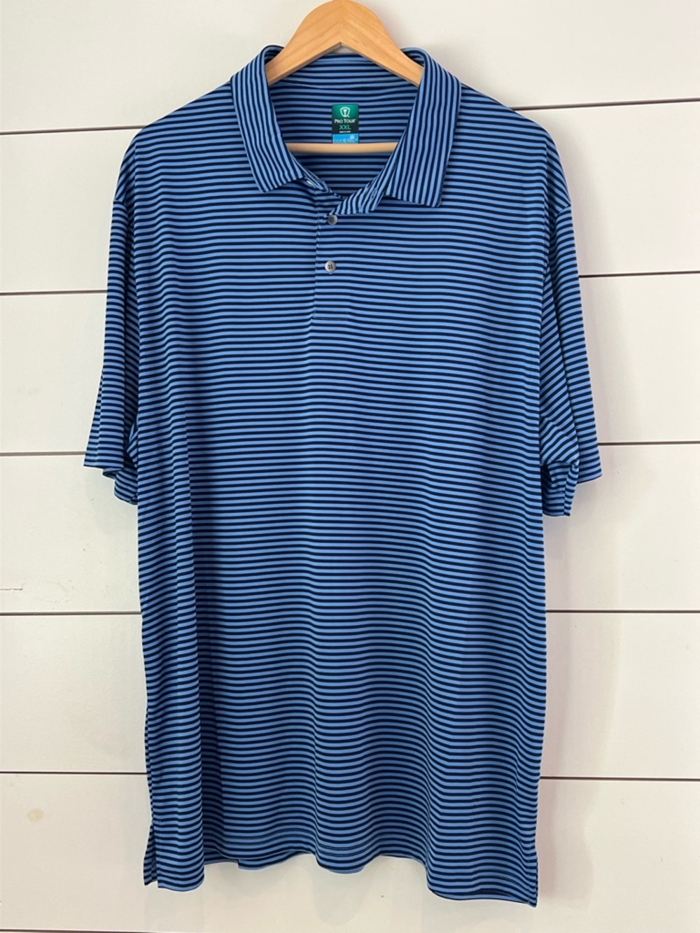 Pro Tour coolplay Men's Navy Striped‎ Performance Polo